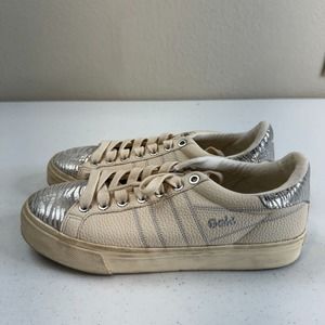 Gola Women's Orchid II‎ Zebra Sneaker Lace Up In Off White/Silver Size 7